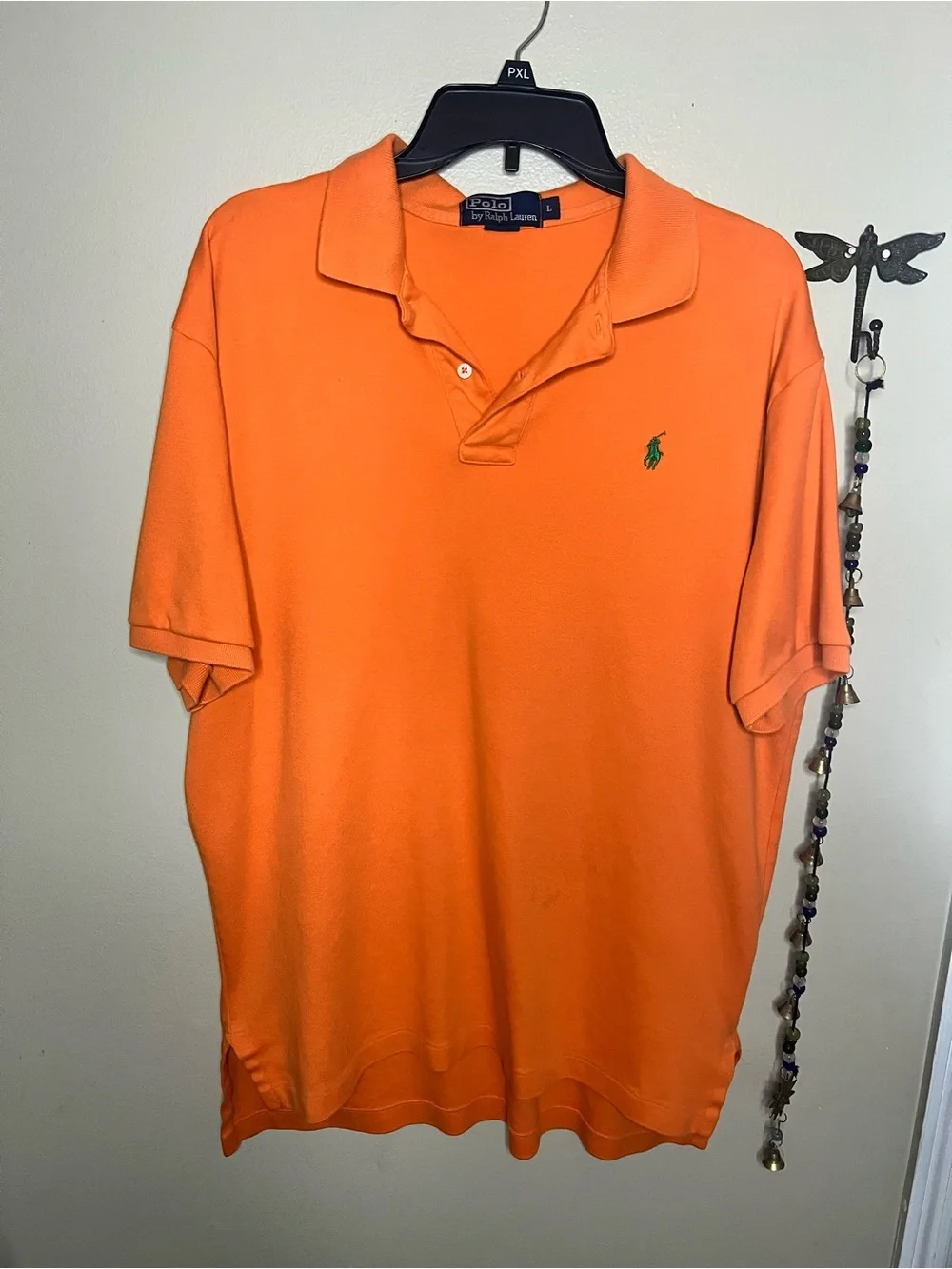 Ralph Lauren Orange Polo with Green Pony Embroidery